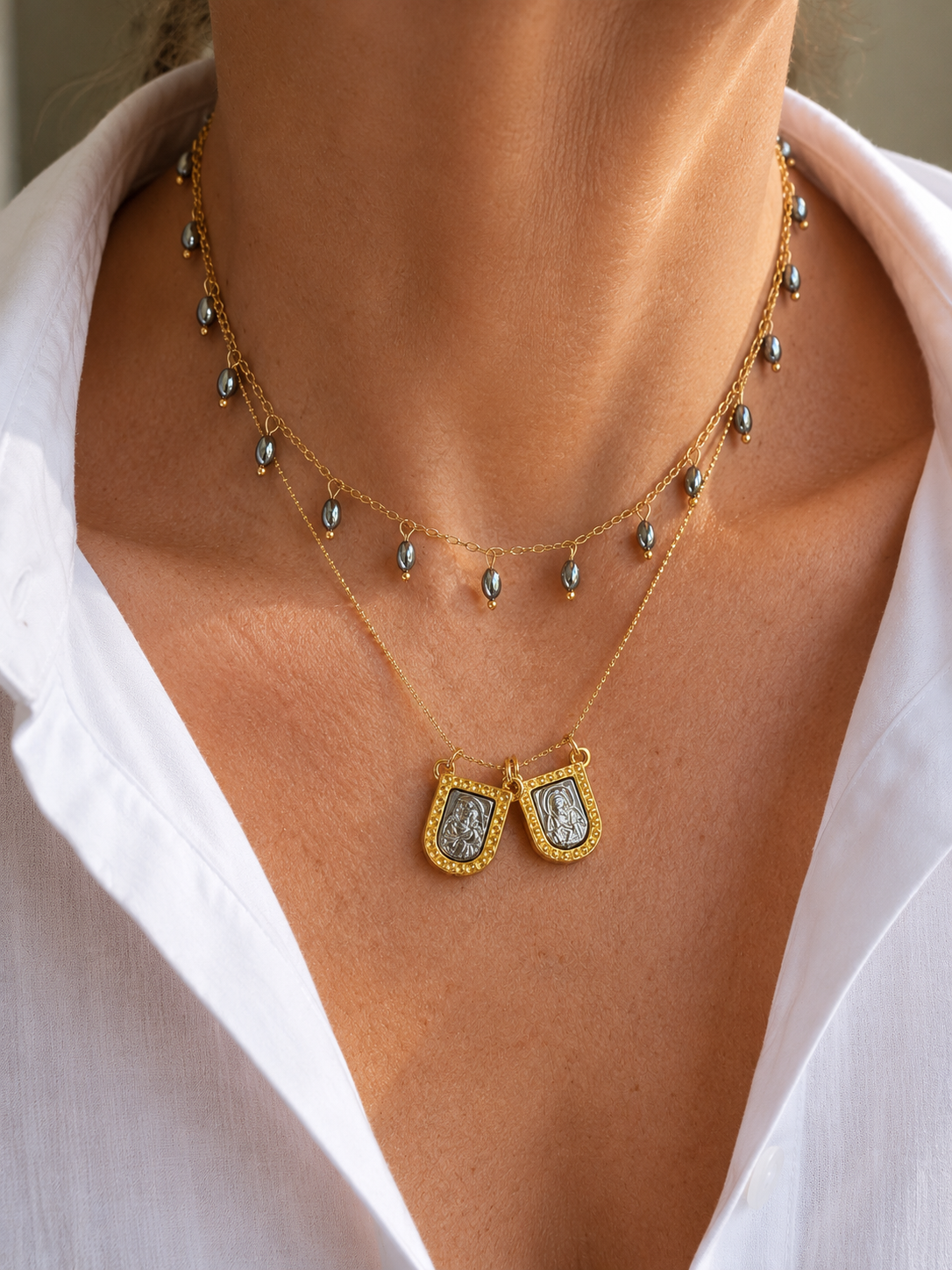 Golden Mix Hematite Drops Choker