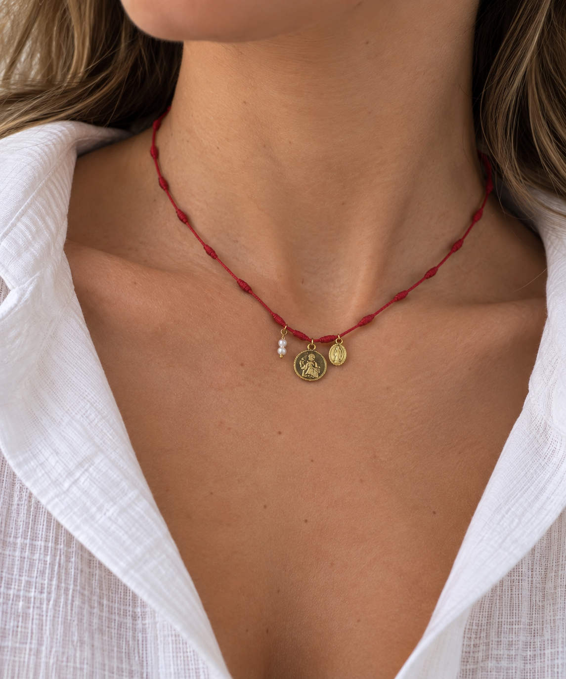 Virgen Desatanudos Red Cord Necklace