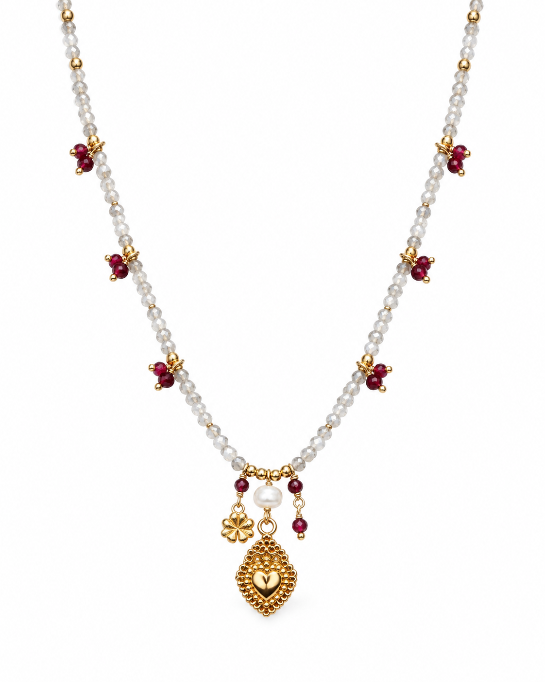 Sacred Heart Ruby Accent Necklace