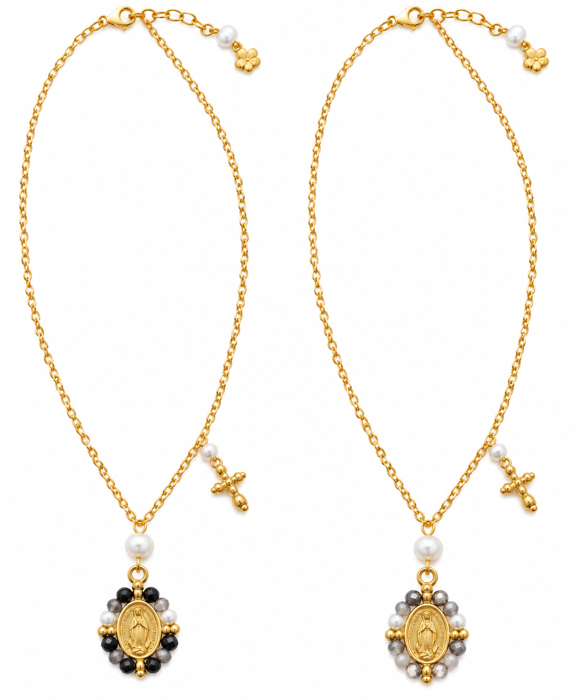 Mini Guadalupe Cross Charm Necklace