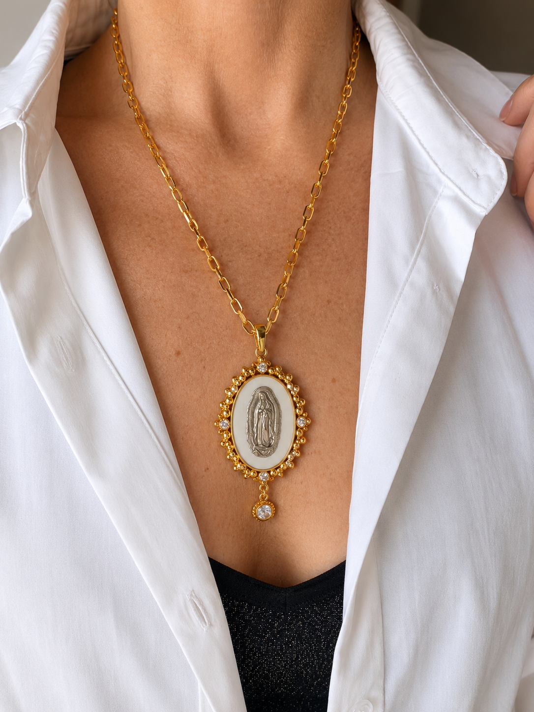 Celestial Guardian Our Lady of Guadalupe Grand Halo Necklace