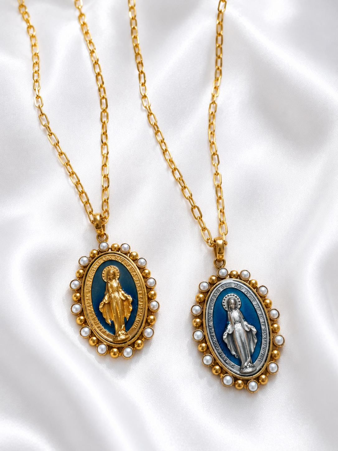 Celestial Pearl Halo Necklace – Miraculous Medal