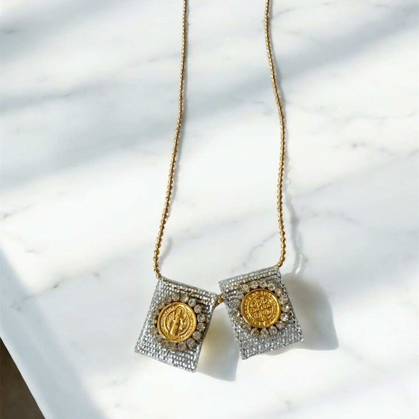 Shimmering Linen Scapular Necklace