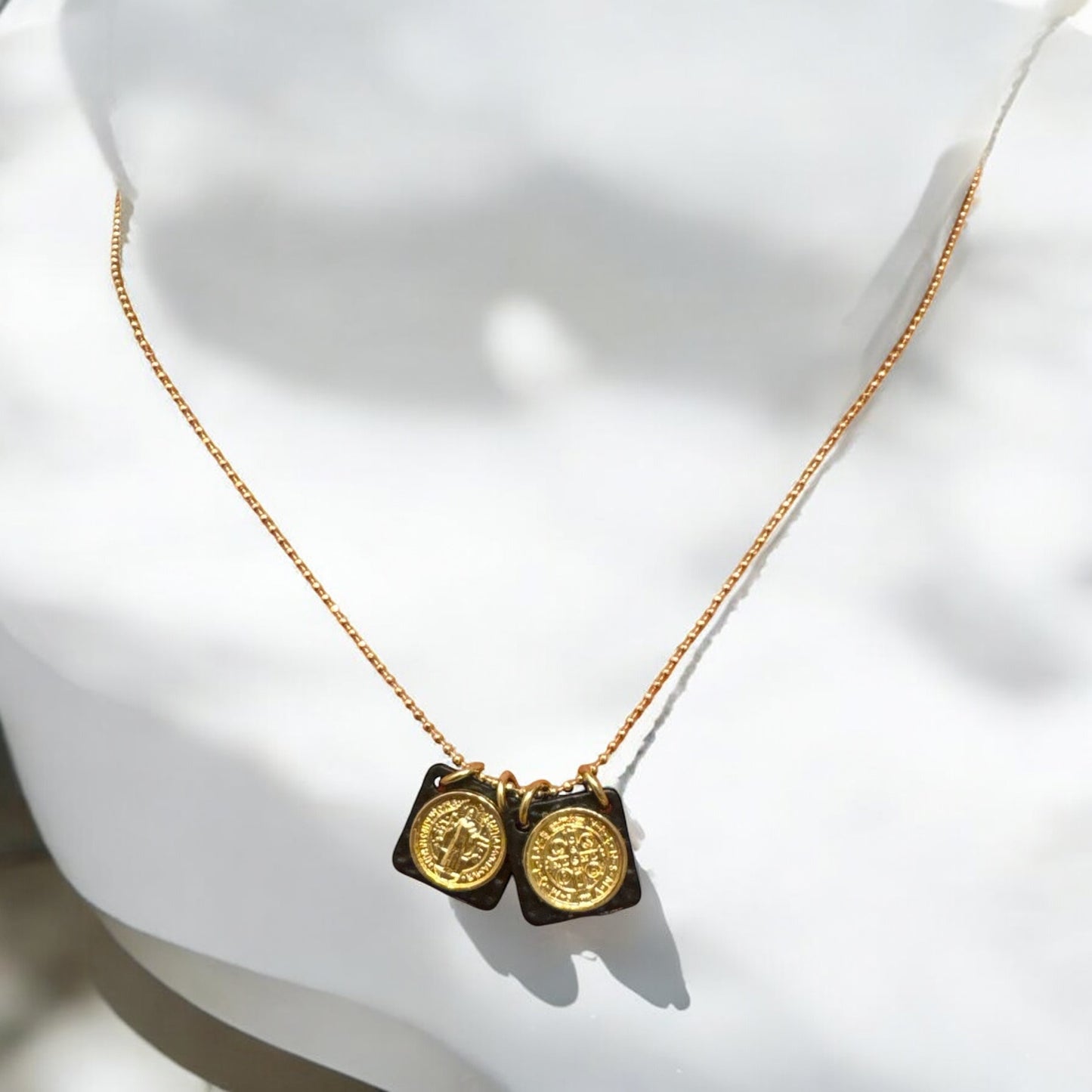 Saint Benedict Black Resin Scapular Neckleace