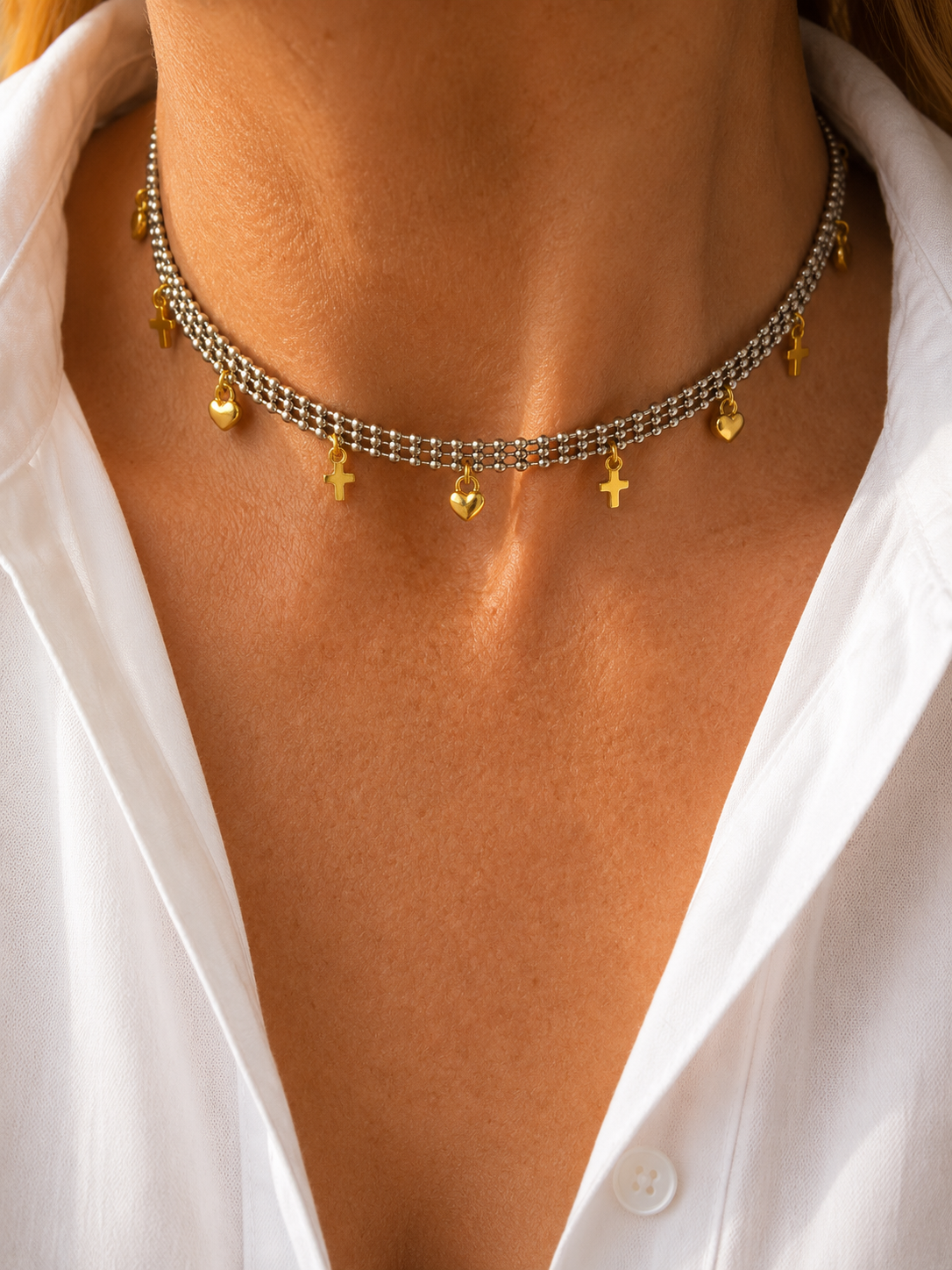 Golden Mix Faith Charms Choker