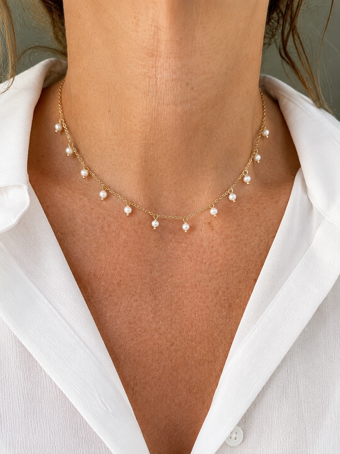 Pearl Glow Beaded Choker