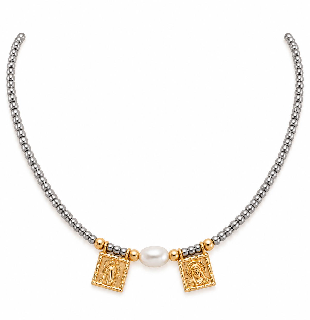 Our Lady of Guadalupe Golden & Silver Beaded Scapular