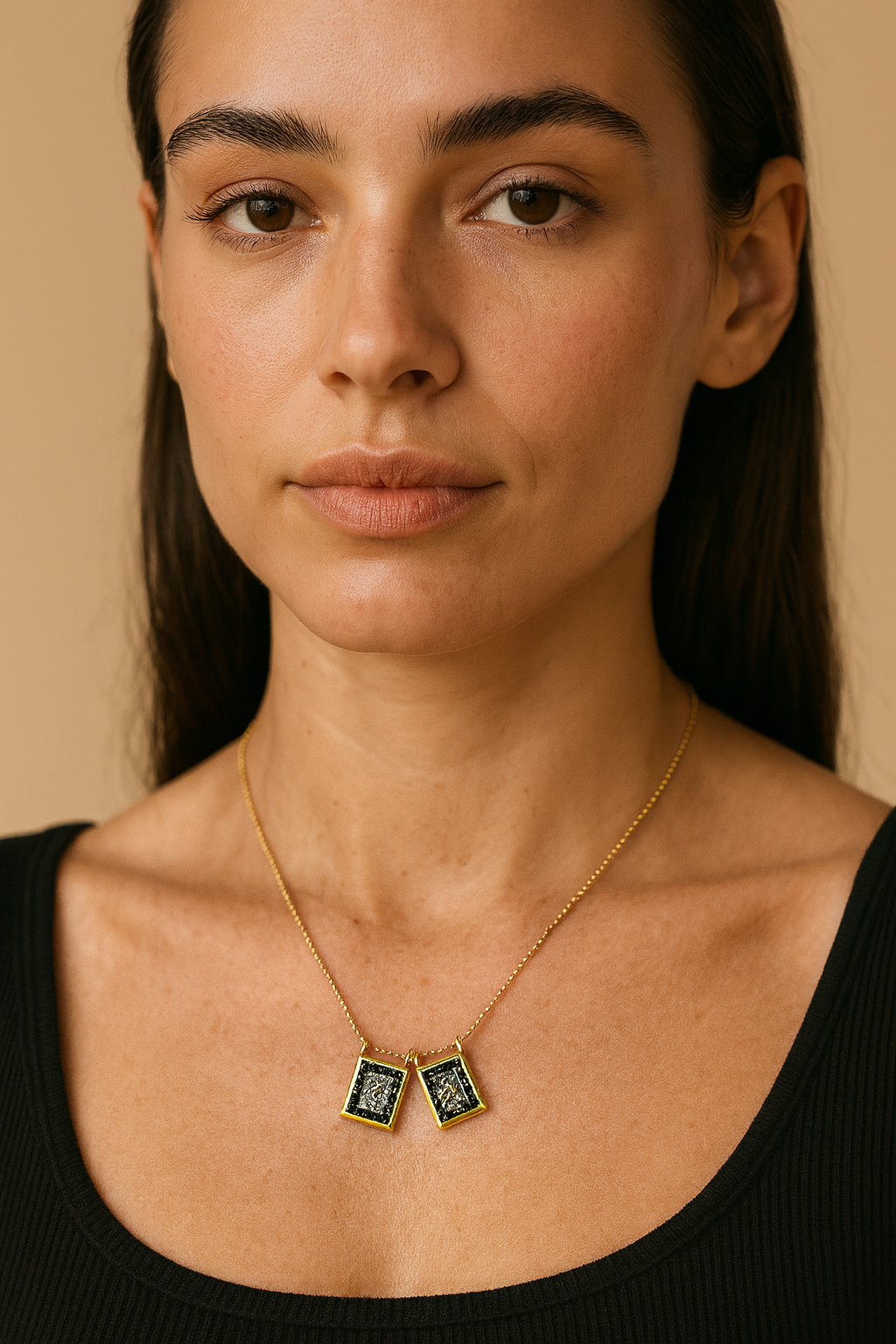 Sacred Devotion Black Druzy Stone Scapular