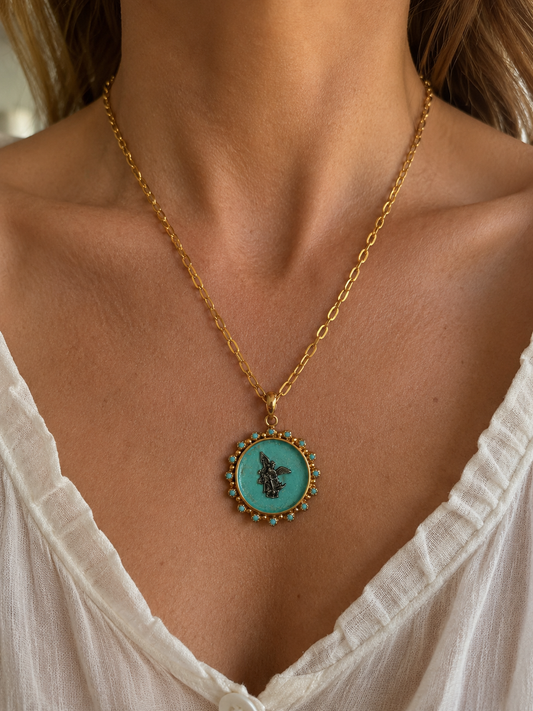 Celestial Guardian Saint Michael Halo Necklace