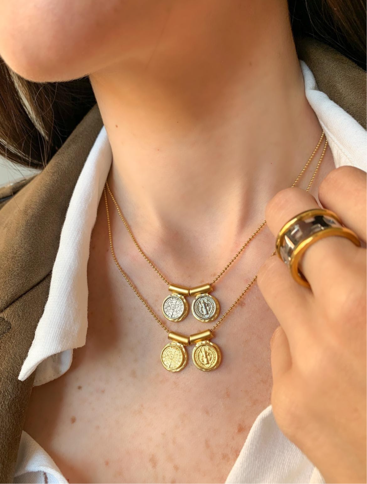 Saint Benedict Round Scapular Golden Mix