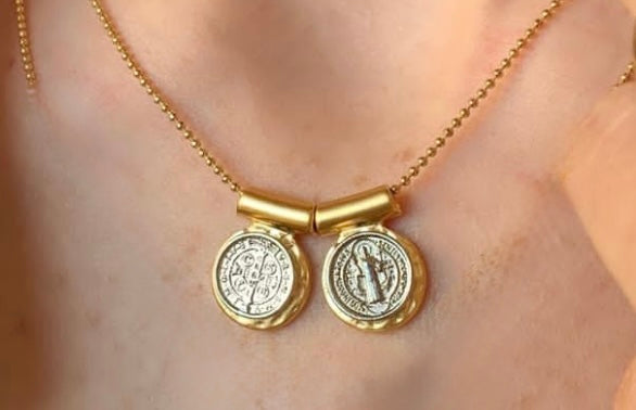 Saint Benedict Round Scapular Golden Mix