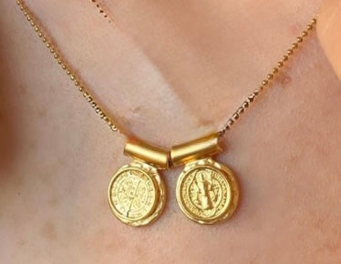 Saint Benedict Round Scapular Golden Mix