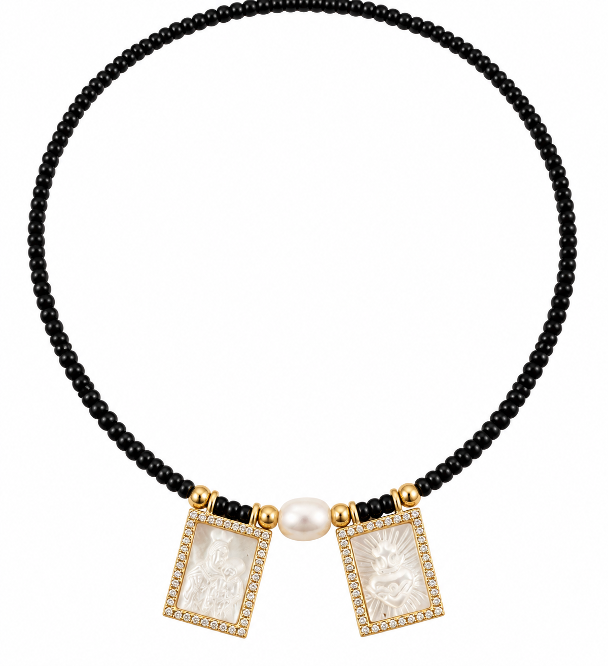 Zirconia Beaded Mother-of-Pearl Scapular
