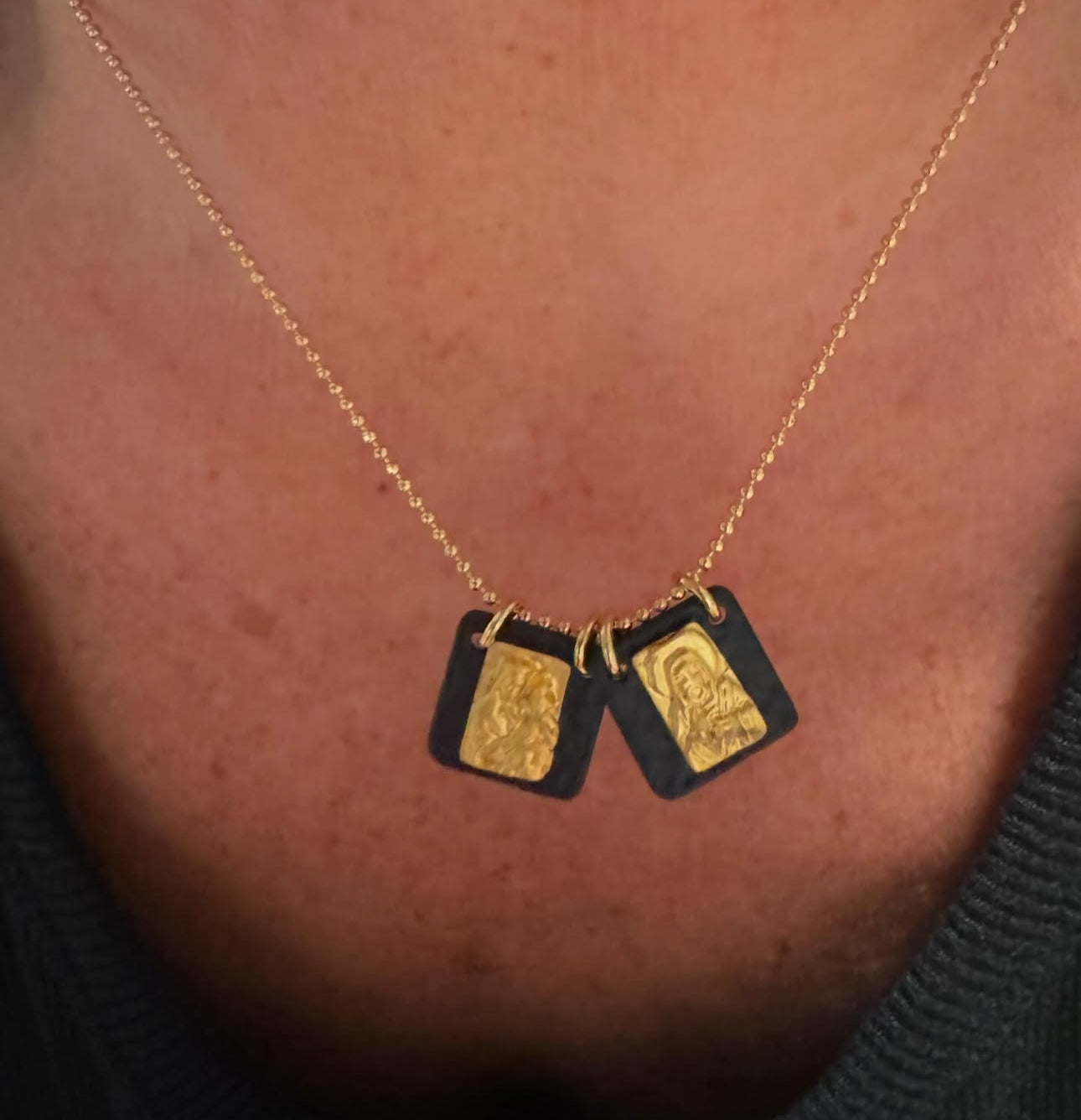 Black Enamel Our Lady of Mount Carmel Scapular