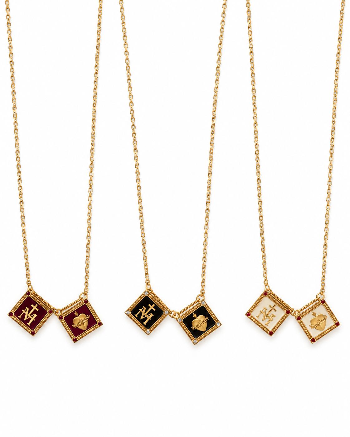 Sacred Heart Enamel Scapular Necklace