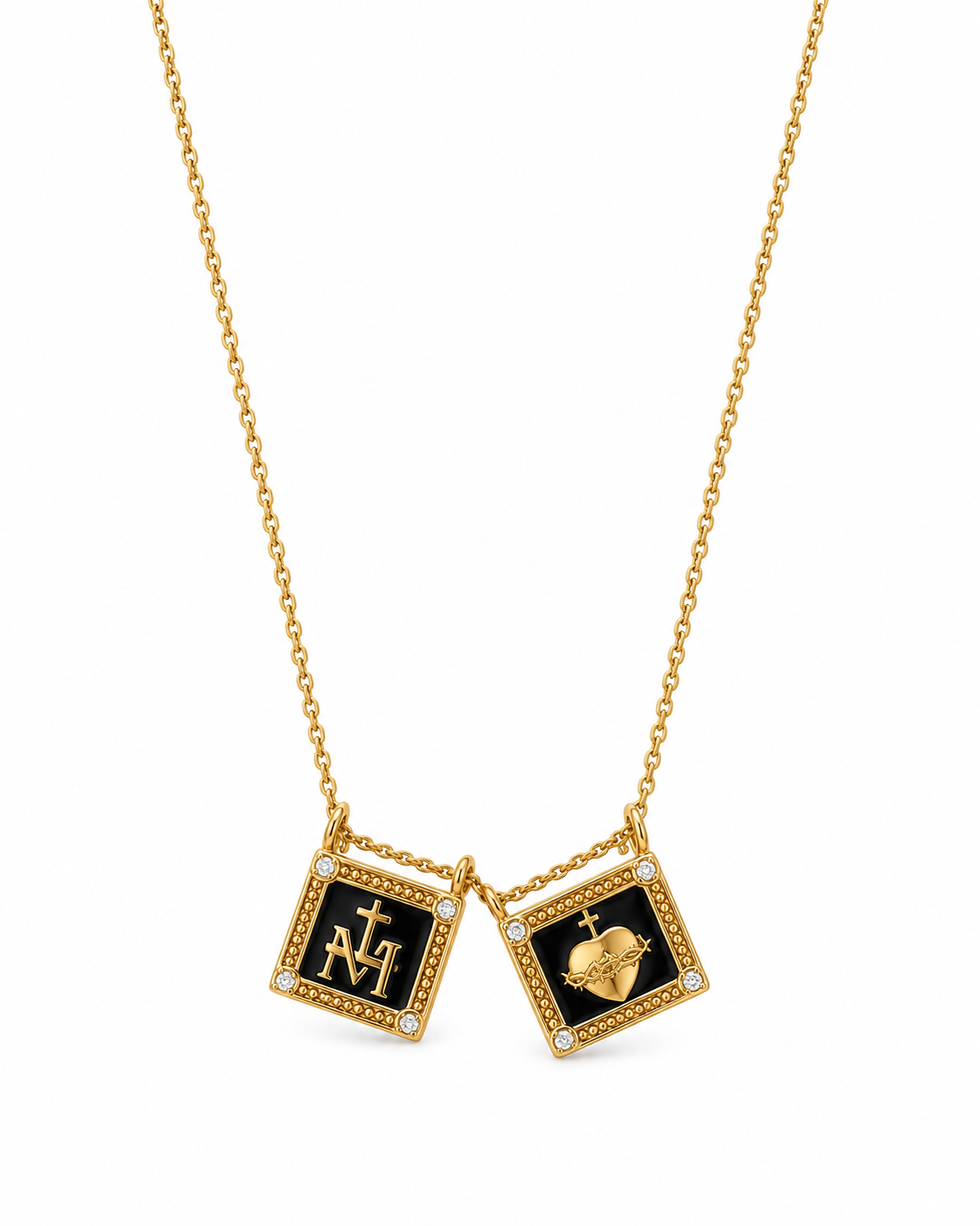 Sacred Heart Enamel Scapular Necklace
