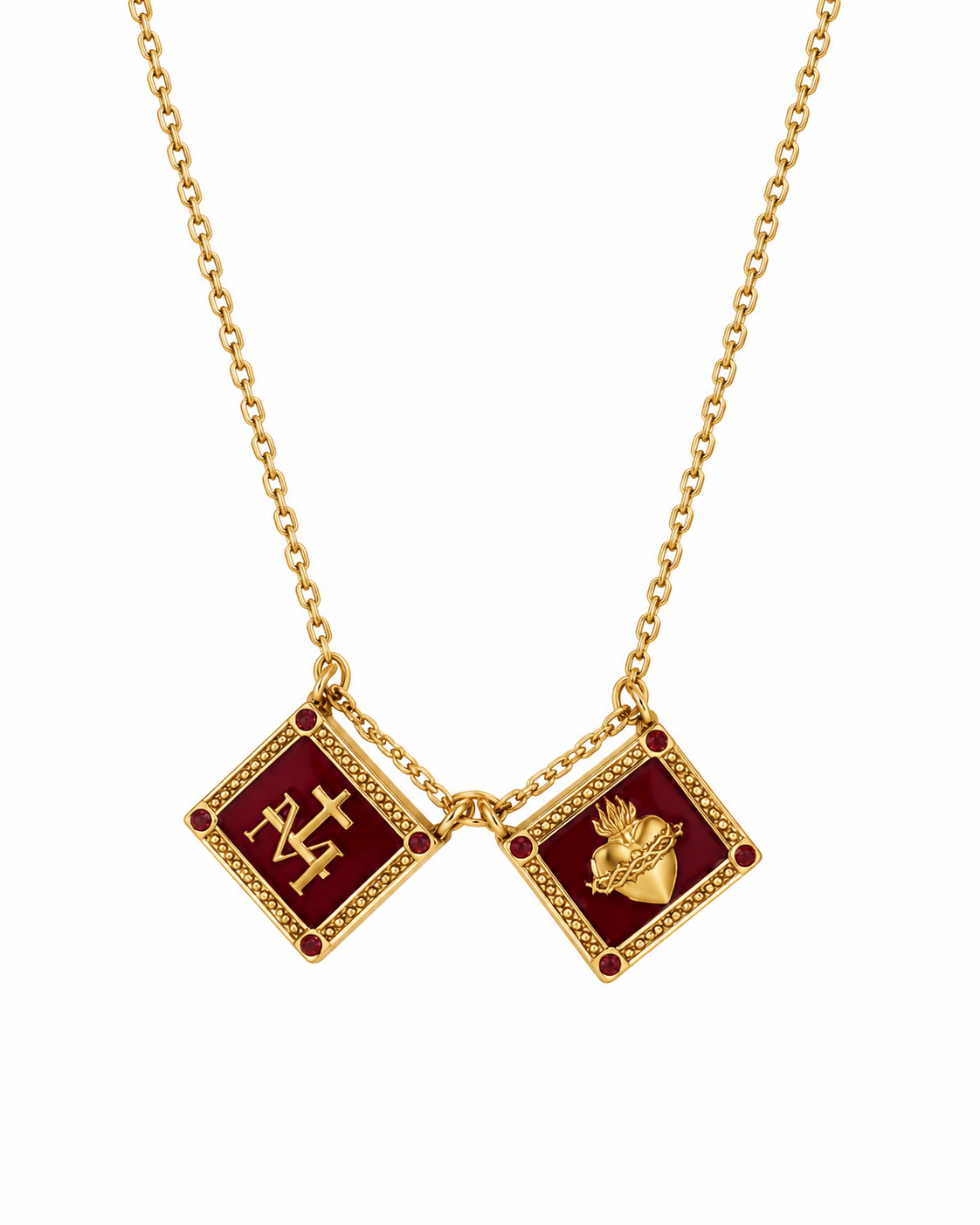 Sacred Heart Enamel Scapular Necklace