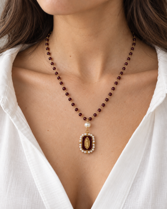 Guadalupe Burgundy Pearl Necklace