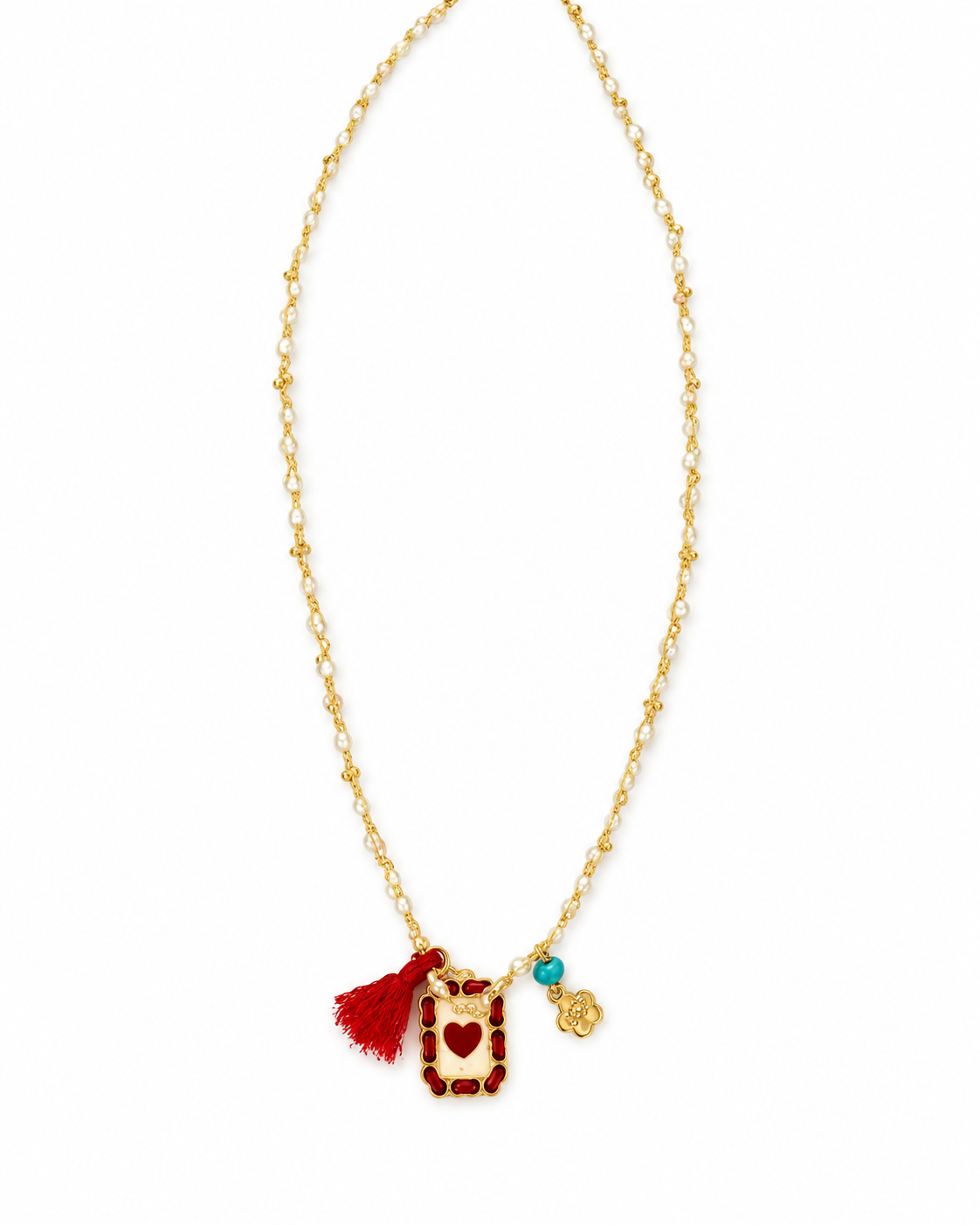 Sacred Heart Detente Pearl Thread Necklace