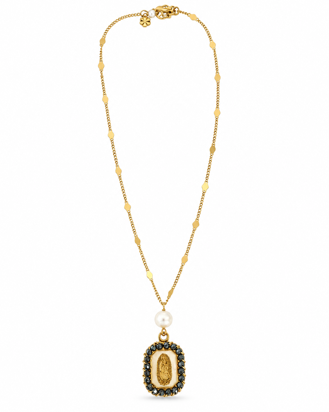 Guadalupe Blue-Gray Halo Pearl Necklace