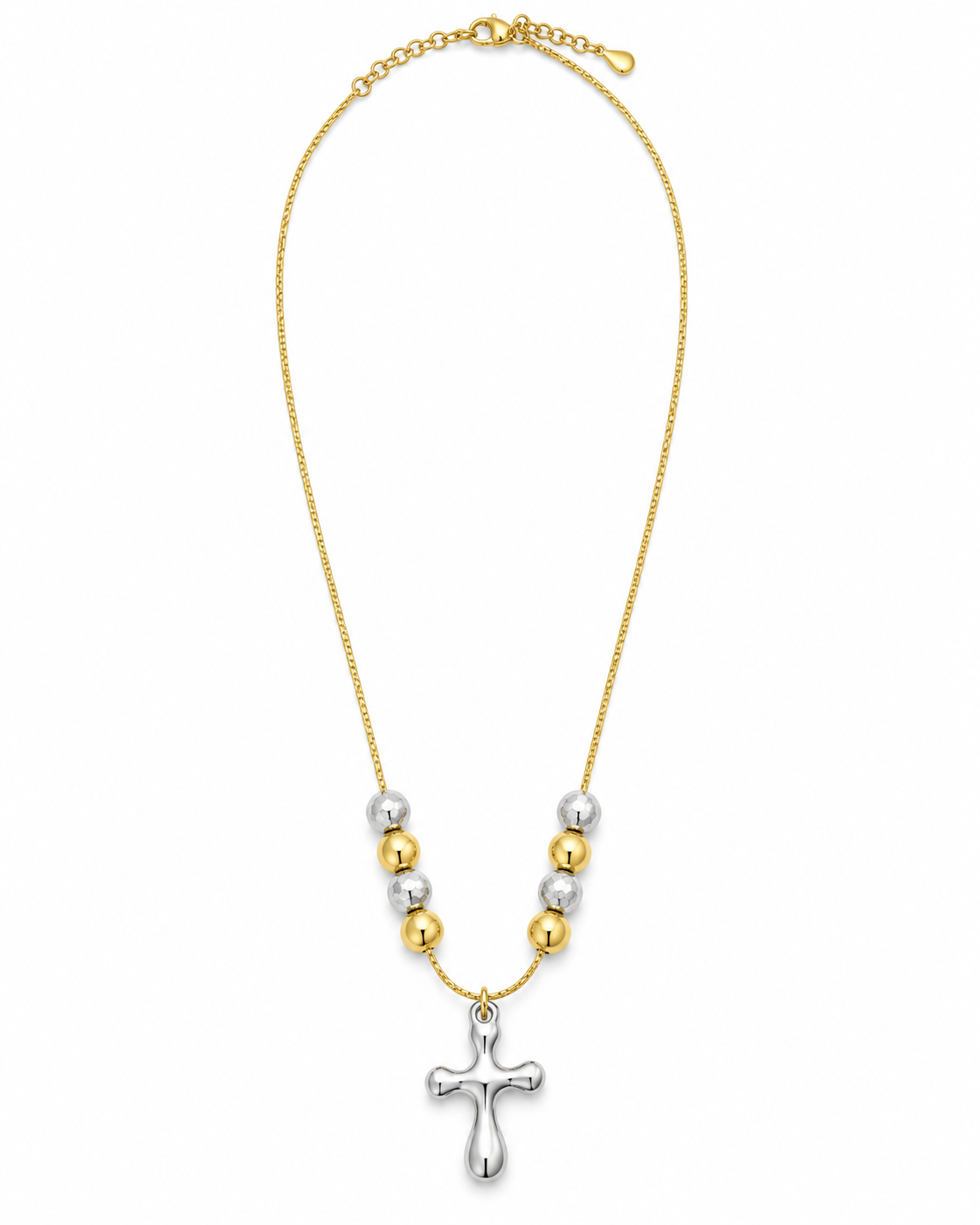 Golden Mix Two-Tone Cross Necklace