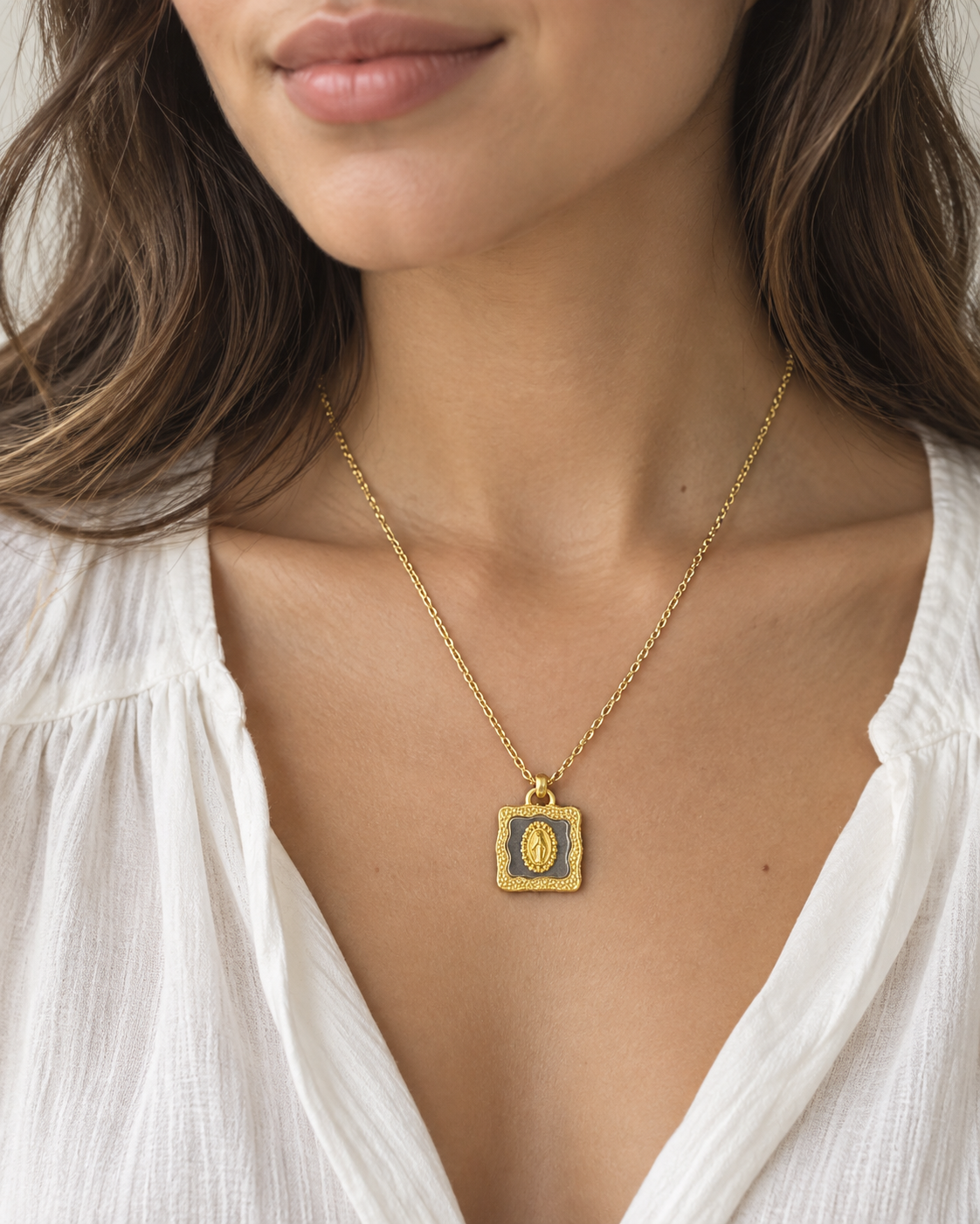 Golden Mix Miraculous Shield Necklace