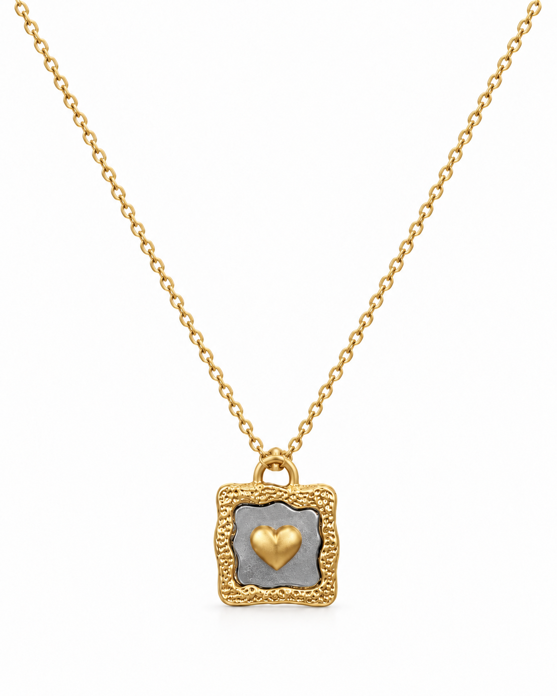 Golden Mix Heart Shield Necklace