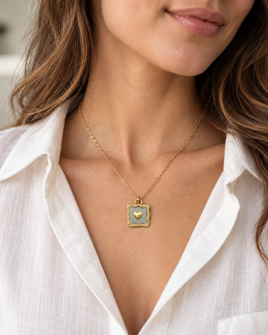Golden Mix Heart Shield Necklace