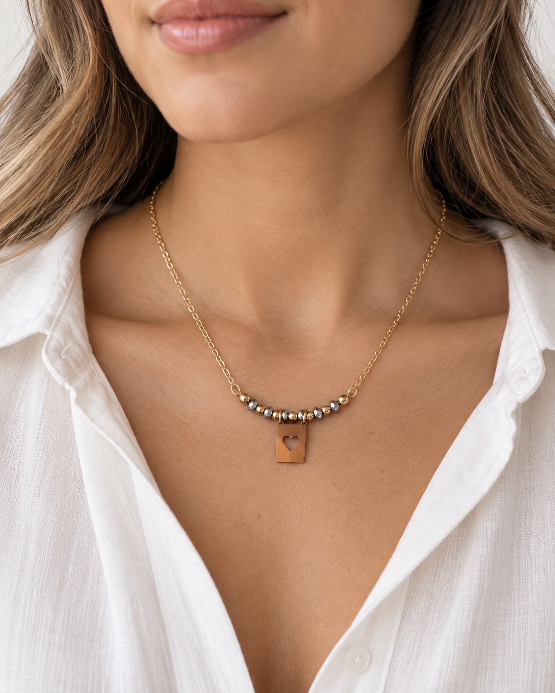 Heart Cutout Charm Necklace