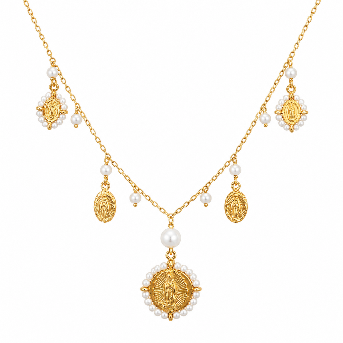 Guadalupe Pearl Charm Necklace