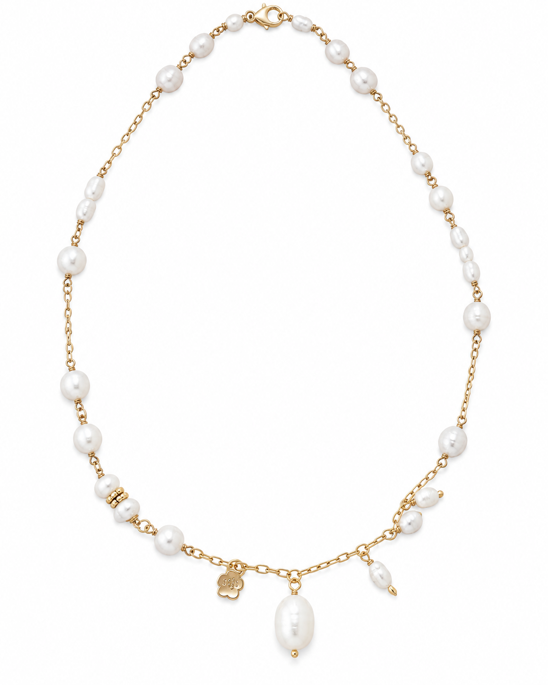 Pearl Cascade Charm Necklace