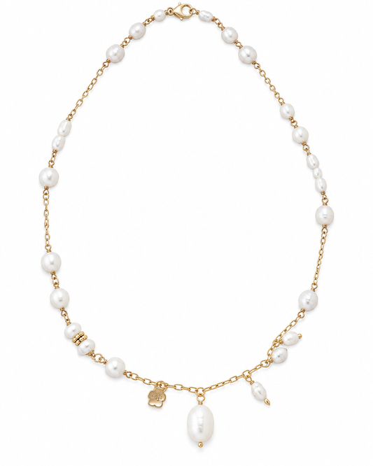 Pearl Cascade Charm Necklace