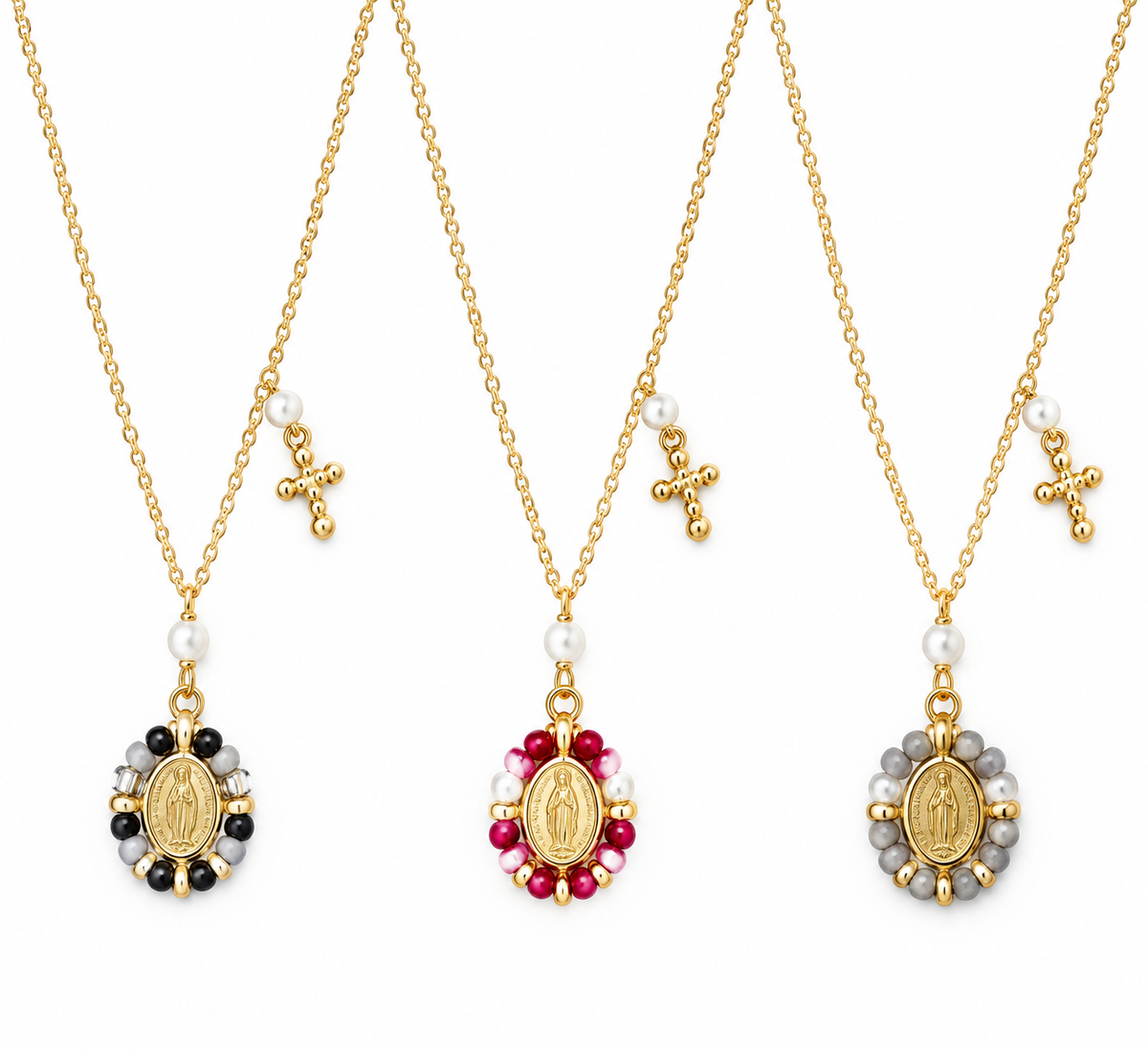 Mini Guadalupe Cross Charm Necklace
