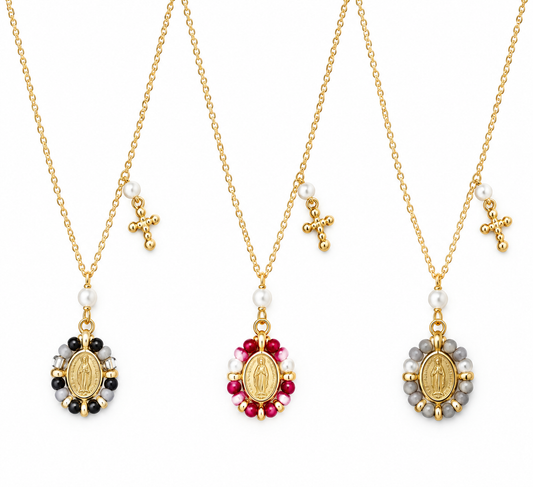 Mini Guadalupe Cross Charm Necklace