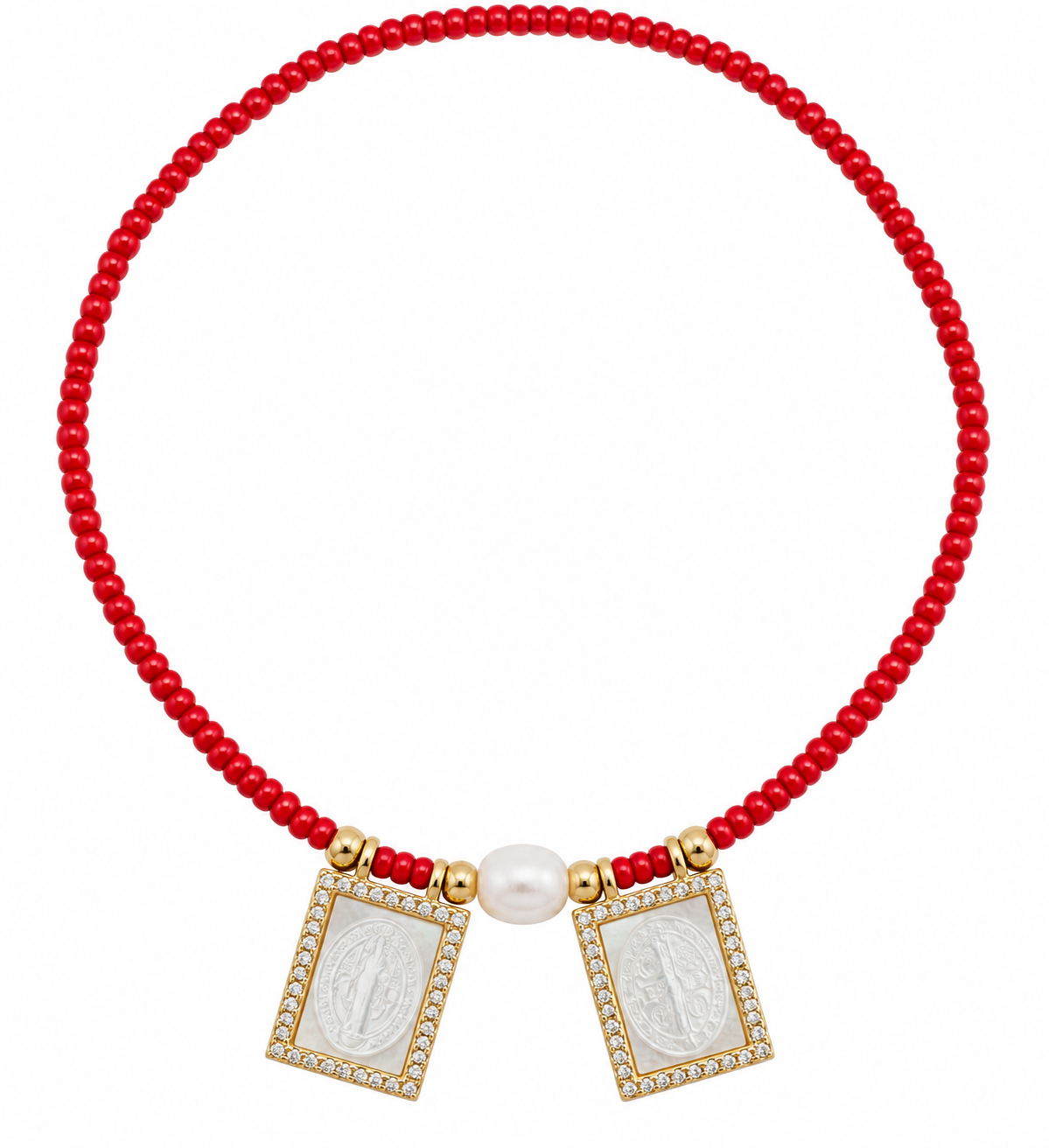 Zirconia Beaded Mother-of-Pearl Scapular