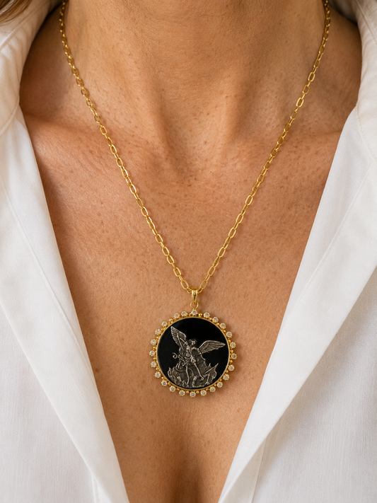 Celestial Guardian Saint Michael Grand Halo Necklace