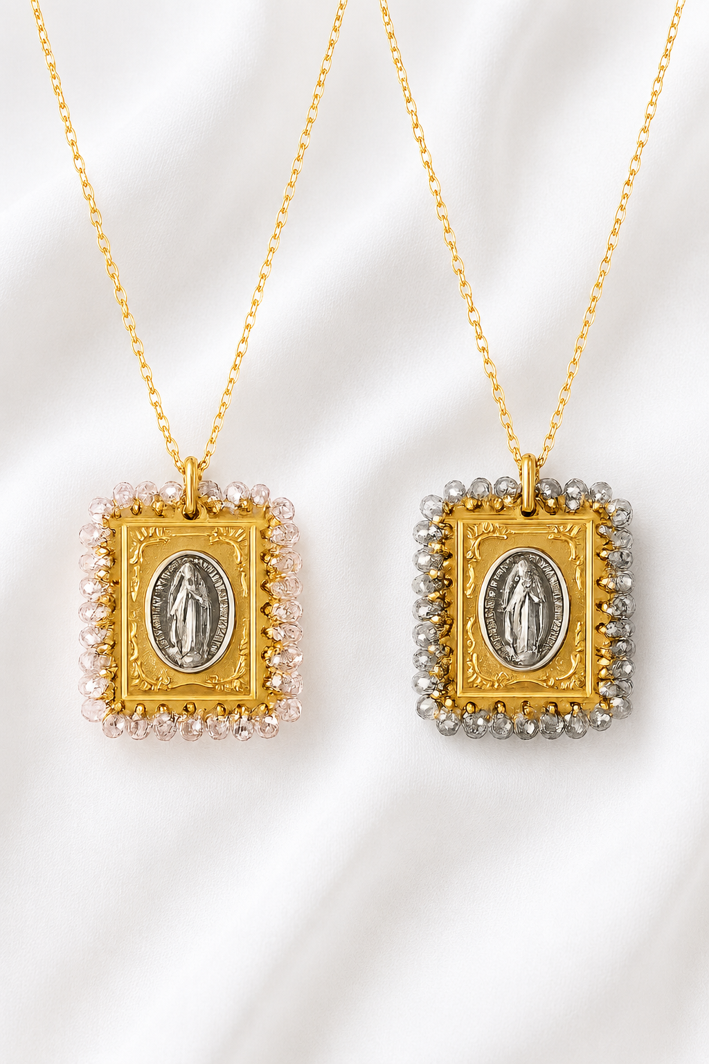 Celestial Guardian Miraculous Medal Beaded Scapular Necklace