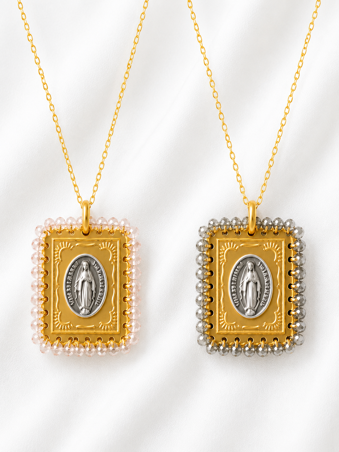 Celestial Guardian Our Lady of Guadalupe Beaded Scapular Necklace