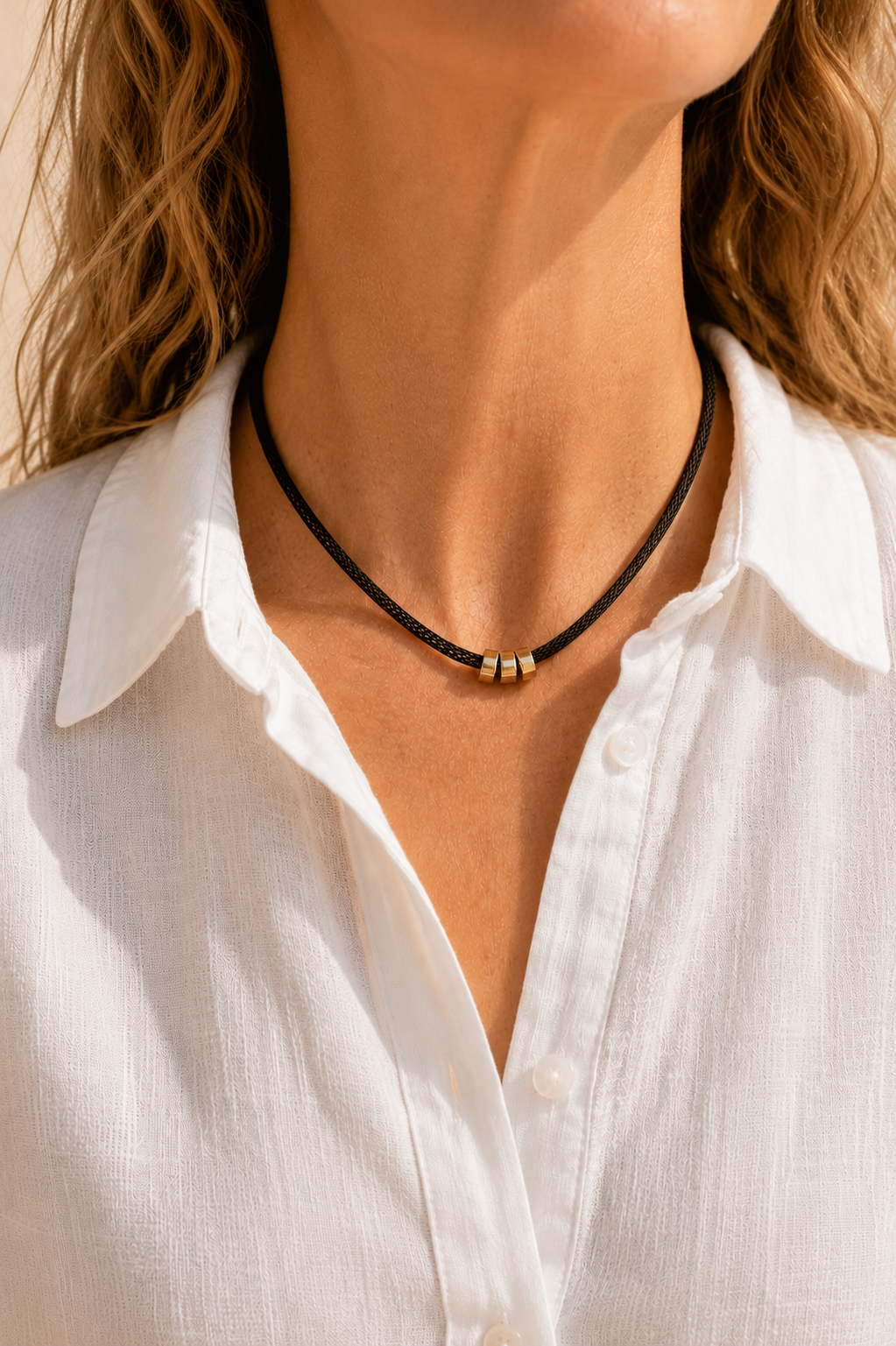 Golden Mix Three Ring Mesh Choker