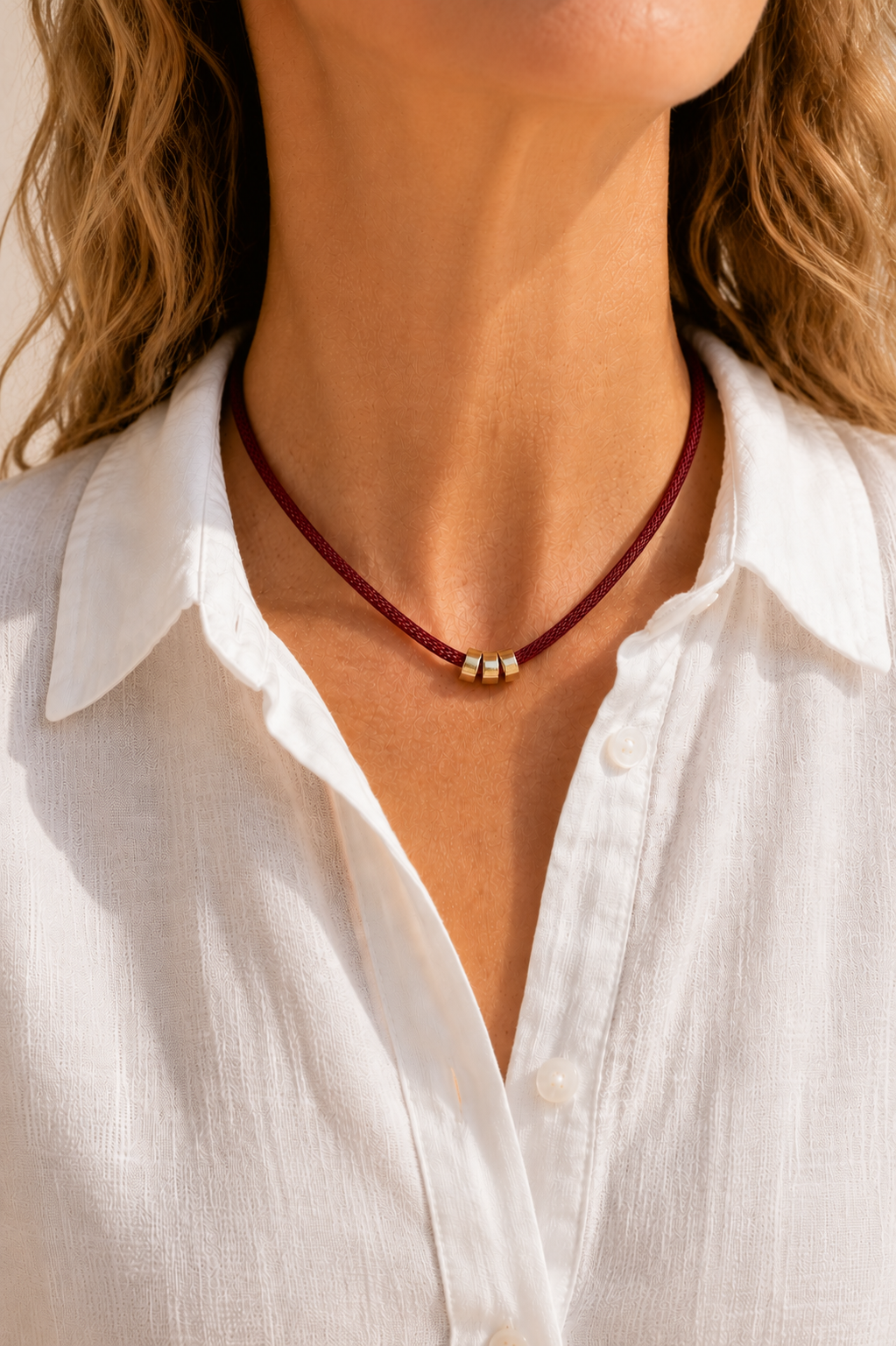 Golden Mix Three Ring Mesh Choker