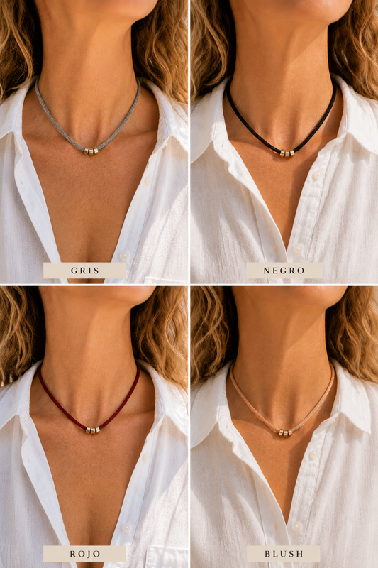 Golden Mix Three Ring Mesh Choker