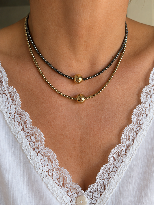 Golden Beaded Center Necklace