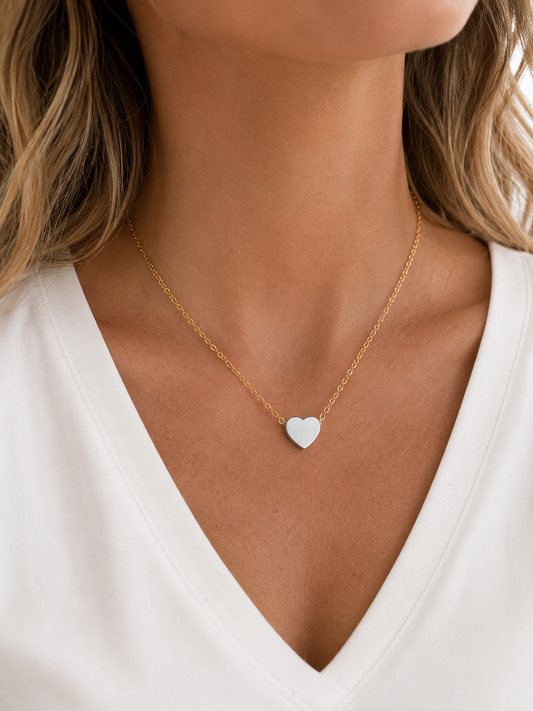 Golden Mix Silver Heart Necklace