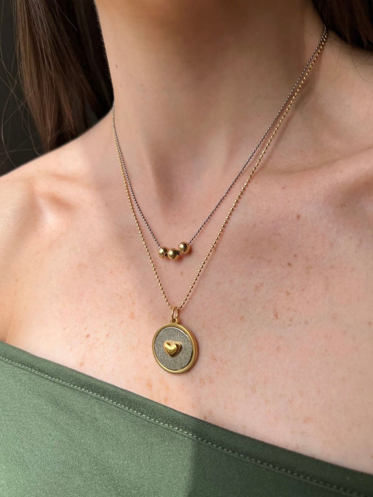 Striped Circle Pendant Necklace