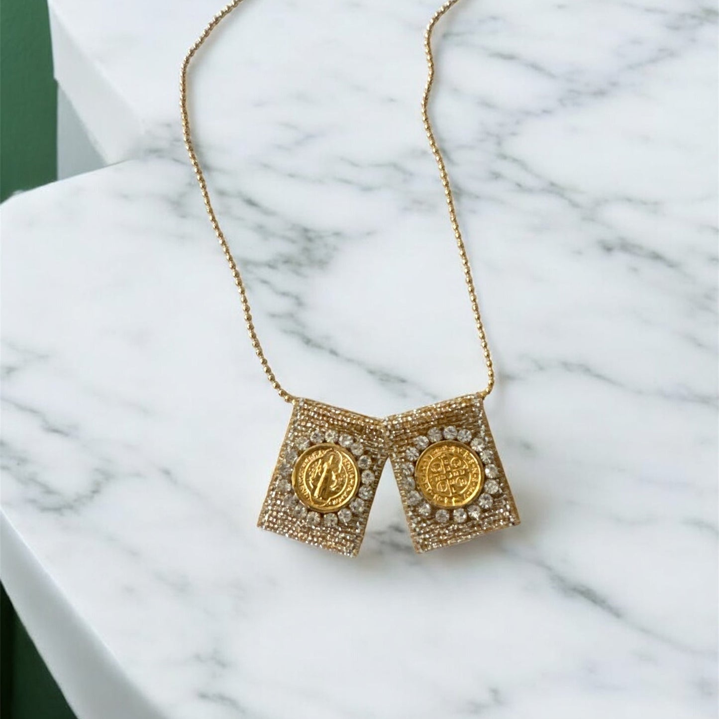 Shimmering Linen Scapular Necklace