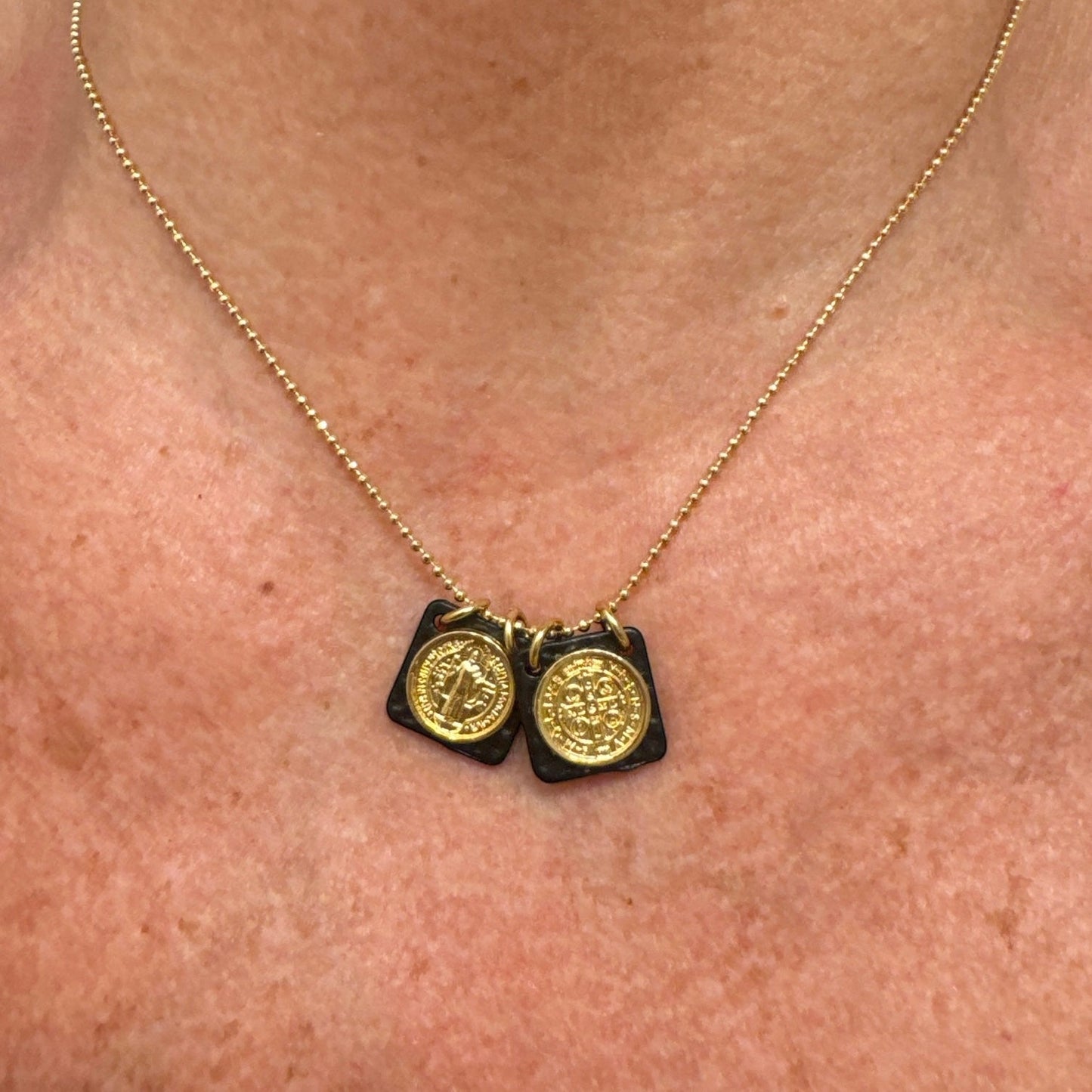 Saint Benedict Black Resin Scapular Neckleace