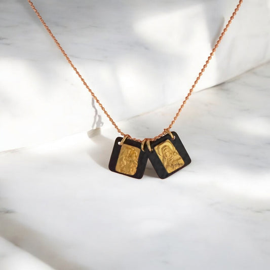 Black Enamel Our Lady of Mount Carmel Scapular