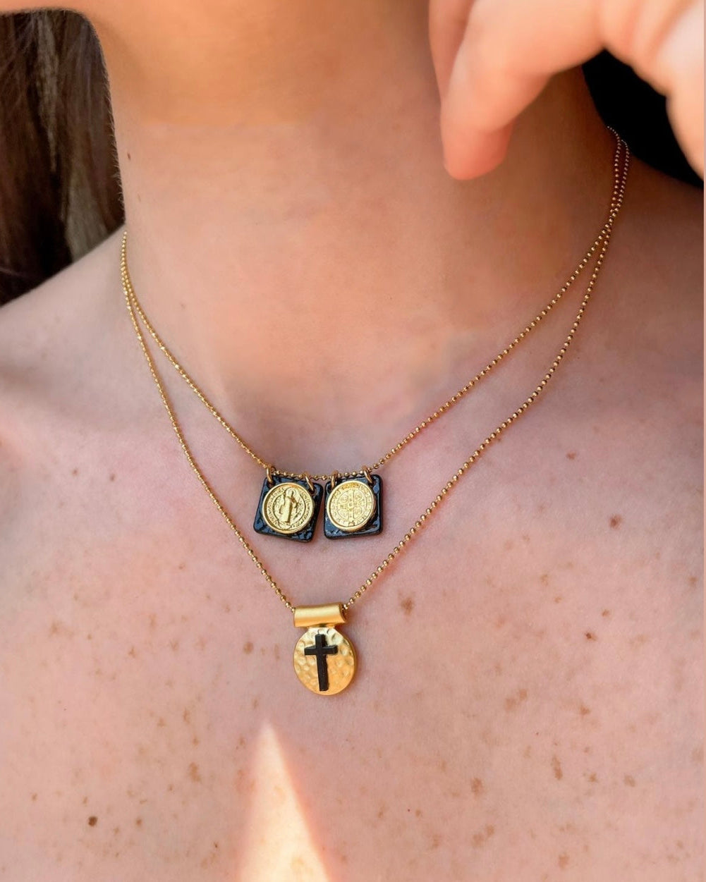 Saint Benedict Black Resin Scapular Neckleace